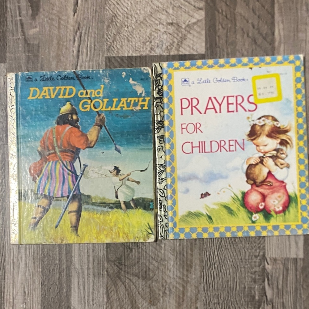 Vintage 1970s Little Golden Books - David and Goliath & Prayers for Children​​